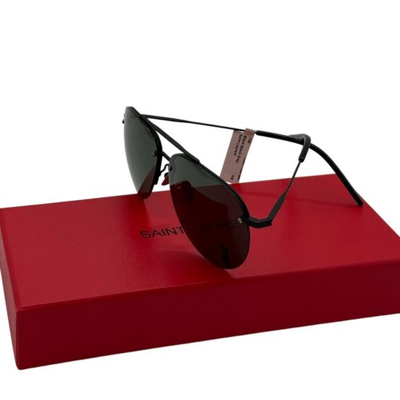 RETAIL $475 Saint Laurent Black Aviator Sunglasses*FULL INCLUSION*NWTS - Picture 4 of 13
